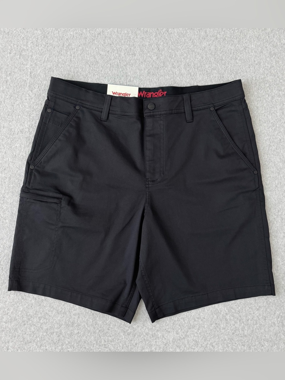 Wrangler Utility Shorts Mens 36 Black Performance Stretch Flex Waistband NWT